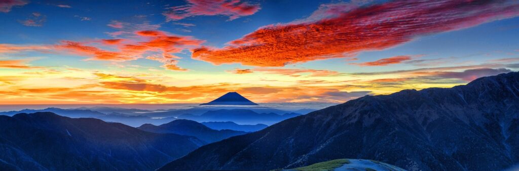 mount fuji, volcano, japan, morning glow, landscape, mt fuji, sunset, twilight, mountains, blue landscape, blue sunset, blue mountain, nature, blue morning